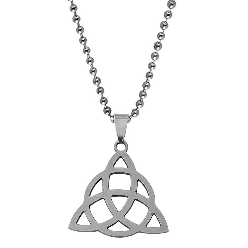 Triquetra Celtic Trinity Knot Charm Wiccan Symbols Irish Souvenir Gift Silver Stainless Steel Pendant Necklace Chain For Men And Women LCShiv0027-image-48