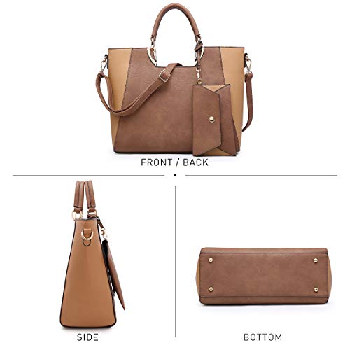 Bolso Tote Grande de Cuero Vegano Bicolor con Asa Superior miniatura 3