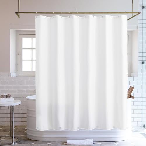 Image of Felisa 2 Pack Waterproof Fabric Shower Curtain Liner with 6 Weighted Magnets,72 x 72 inch Hotel Quality & Soft Cloth Shower Curtain,Washable White Shower Curtain Liner for Bathroom