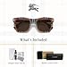 BURBERRY Cooper BE4348 396673 52MM Brown Check/Plastic Lens Dark Brown Square Sunglasses for Men +BUNDLE with ACCESSORY EYEWEAR KIT