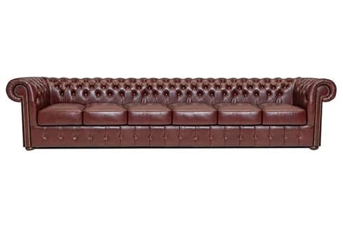 Chesterfield Sofa Class Leather | 6-seater | 2 to 4 weeks delivery time (Cloudy Red)