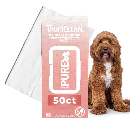 TropiClean Pure Hypoallergenic Dog Wipes, 50ct