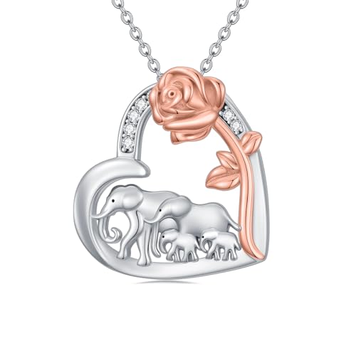 Dorunmo Mom Jewelry 925 Sterling Silver Mama Bear Elephant Dinosaur Penguin Giraffe Dolphin Heart Pendant Necklace Mother's Day Cute Animal Jewelry Gifts for Women Mother Daughter