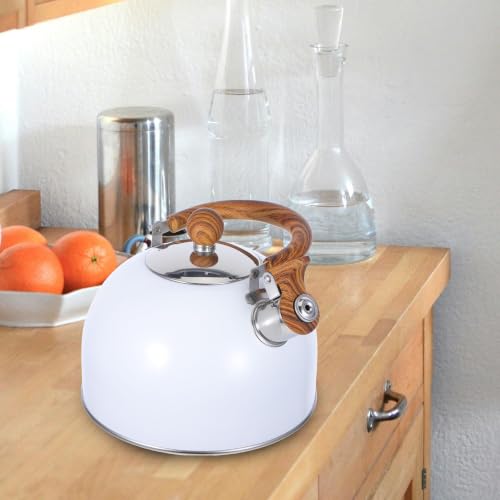 Hervidor de silbato de acero inoxidable blanco de 2.5 litros para cocinas modernas 7