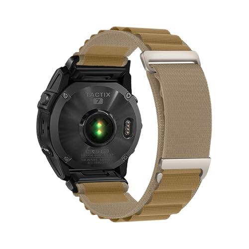 QuickFit 織りナイロンバンド Garmin Fenix 8 47mm 51mm 7 7X 6 6X 5 5X Plus/Enduro 3/Epix Pro Gen 2 ストラップブレスレットに適合(Wheat Titanium,QuickFit 2