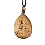 仏像【普賢菩薩】 ペンダント ネックレス 木彫り オーストラリア 白檀 香木 両面彫り 木製彫刻 干支お守り本尊 39mｍ 厄除け 開運 八尊仏 風水 縁起物