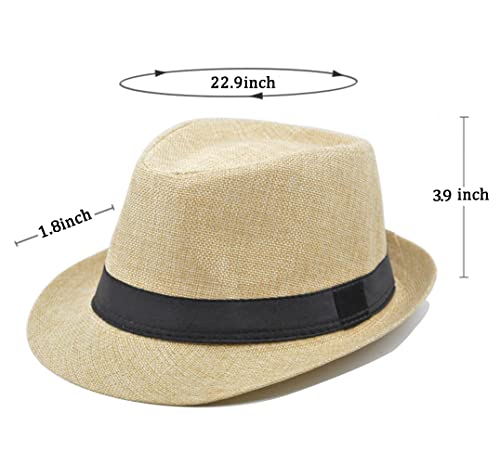 Gionforsy 5 Pack Mens Fedora Hat Classic 1920S Hat Short Brim Fedora Hats Summer Beach Panama Hat For Men Women (5Pack-Mixed Dark Color) #TOP1