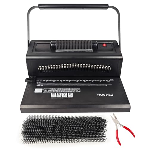HOUYEE Spiral Coil Binding Machine with 100 Pack 3/8'(10mm)...