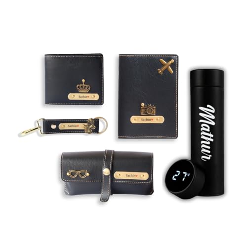 Image of Personalized 5 Pcs Gift Set for Men | Customised Birthday Gift for Men, Brother, Father, Husband with Name Engrave | Customized Gift Hamper for Man
