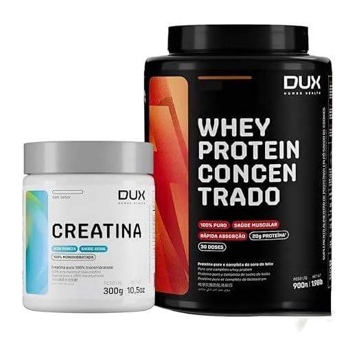 Whey Protein 100% Concentrado Kit Sabor Torta de Limão com Biscoito de Cookies Pote 900g+ Creatina 100% Monohidratada de 300g-Dux Nutrition