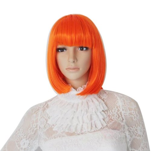 DAYISS New Cosplay Party 8 Colors Bob Short Hair Womens Girls Full Straight Wigs Heat Resistant (Orange)