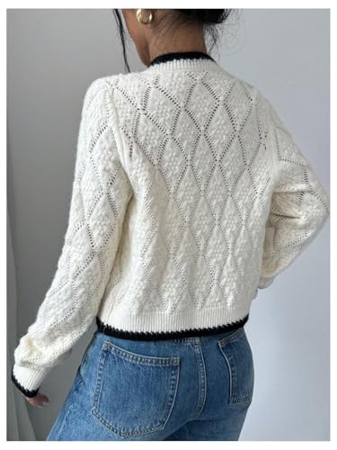 GORGLITTER Women's Tie Front Cropped Cardigan Dressy Fall Sweaters Long Sleeve Knit Crochet Tops2