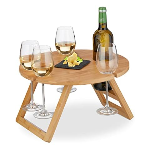 Table pliante Relaxdays en bambou Cover