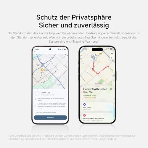 Xiaomi Smart Tag, kompatibel mit Apple Find My und Google Android Find Hub – Tracker/Finder für Gepäck, Taschen, Koffer, Geldbörse und Haustiere, IP67, Batterielaufzeit über 1 Jahr, 1er-Pack