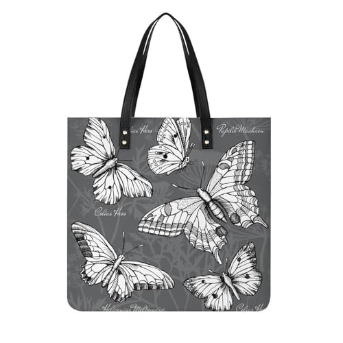 Sac à bandoulière papillon noir et blanc grand format 39x39cm pour femme active