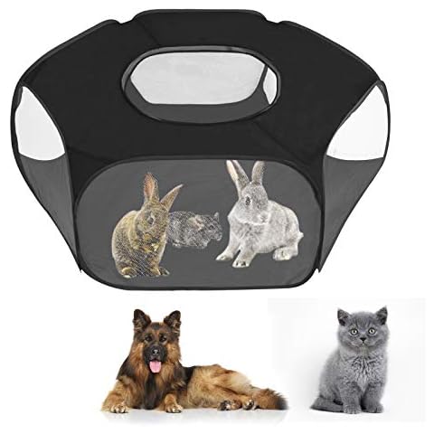 JINTN Portable Pet Tent Small Animal Pet Playpen Breathable Transparent Pet Tent with Zipper Top Cover Indoor Outdoor Foldable Cage Exercise Yard Fence for Kitten Puppy Guinea Pig Small Dogs Cats Cover