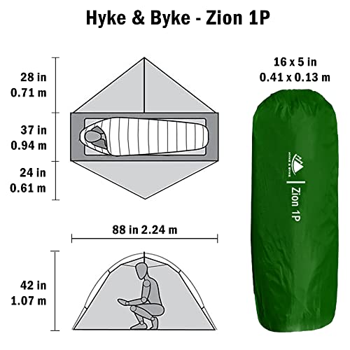 Hyke & Byke Zion Zelt 2 Personen und Zelt 1 Person mit Zeltboden - Leichtes Zwei- und Einmannzelt in Kuppelform mit Zwei… – Bild 7