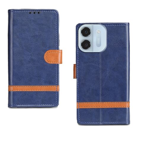 Image of amazon basics Ai+ Pulse 2 5G Flip Cover | Card Pockets Wallet & Stand | Flip Cover for Ai+ Pulse 2 5G (Blue Stripes)
