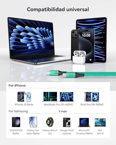INIU USB C Charging Cable, [6.6ft, Green] 2-Pack Type C Charger Cord for iPhone 16 15 Samsung Galaxy S22 S10 Note 20 Pixel 7 Huawei Xiaomi, MacBook, iMac, iPad, and More - Thumbnail 6