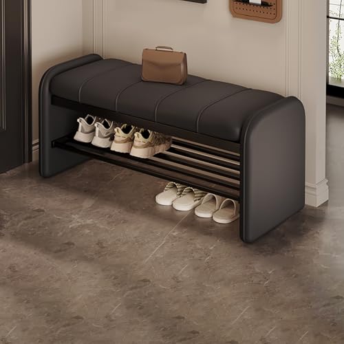 Banc de rangement pour chaussures à 1 niveau avec assise rembourrée pour entrée