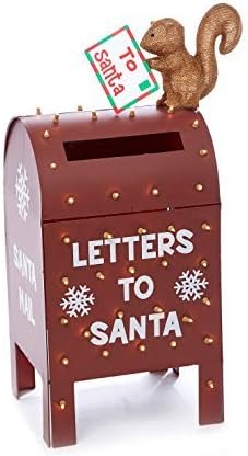"Letters to Santa" Light-Up Metallic Mailbox - 37.5 Inched Tall