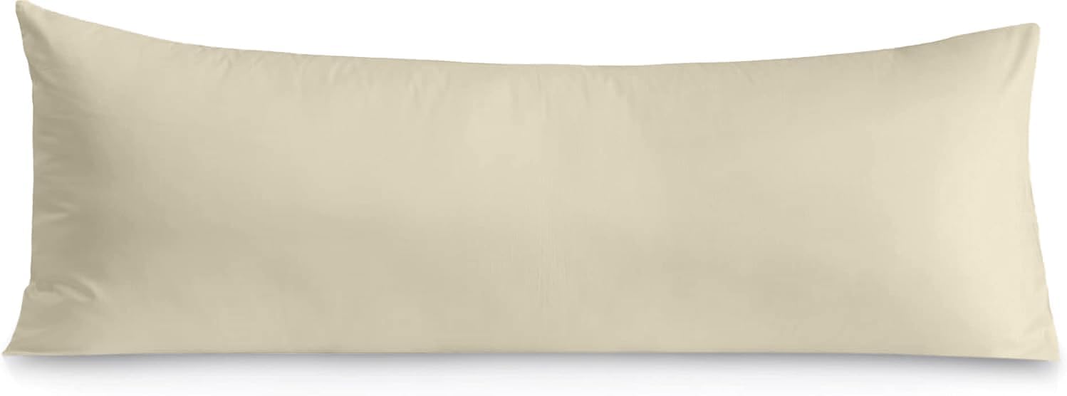 Westbrooke 475TC Body Pillow Cover | 100% Cotton Lush Sateen Body Pillowcase, Ultra Soft and Breathable Long Pillow Case with Envelope Closure (Ivory)
