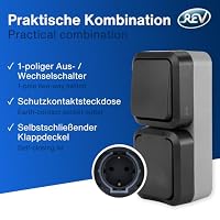 REV AquaStorm Aufputz steckdose mit Schalter, IP55, senkrecht, anthrazit – Ansicht 3
