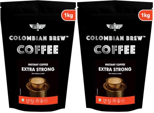 Image of COLOMBIAN BREW COFFEE Colombian Brew Strong Instant Coffee Powder, 60-40 South Indian, 1kg Hotel Pack (Pack of 2)
