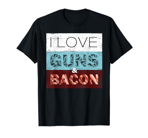 I Love Guns & Bacon Pro Gun 2° emendamento divertente regalo Maglietta
