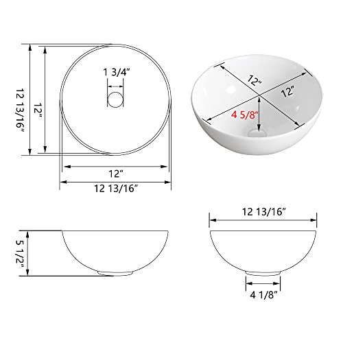 Deervalley Dv-1V061 Symmetry White Round Bowl Bathroom Vessel Sink And Modern Above Counter Porcelain Ceramic Vessel Vanity Sink Art Basin #TOP6