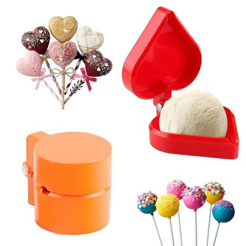 obvade 2PCS Round & Heart Cake Pop Mold Press Non-Stick ABS Home Baking