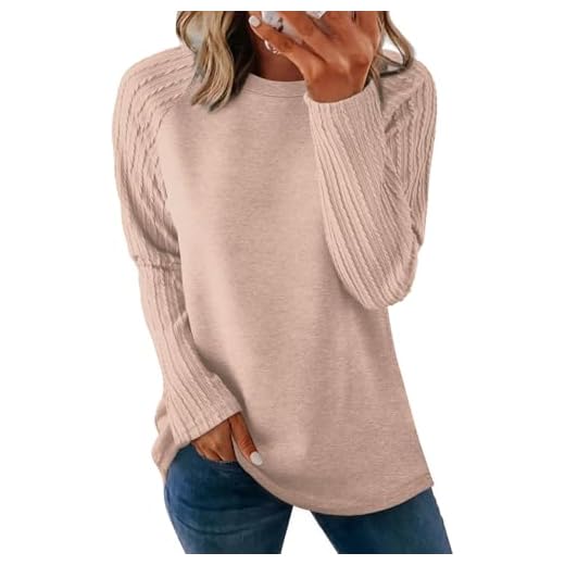 Fall Fashion Must Haves Womens Long Sleeve Shirts School Outfits for Teachers Oversized Sweatshirts Tunics or Tops to Wear with Leggings Travel Vacation Khaki L