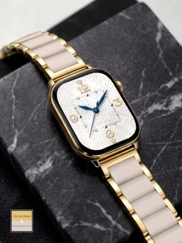 Image of V.R.HOPE Luxury Gold Apple Watch Band for Women, Metal & Silicone