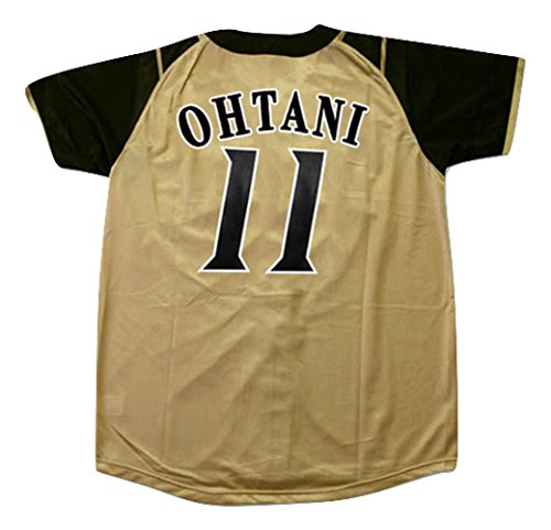 Shohei Otani 11 Hokkaido Nippon-Ham Fighters Camiseta de béisbol Tan con botones y parche miniatura 2