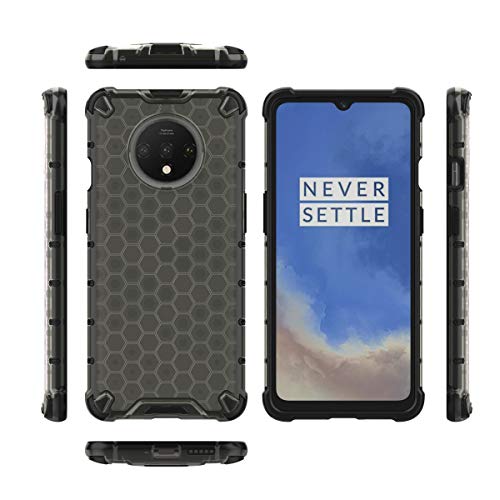 Image of Glasgow | for OnePlus 7T Honeycomb Pattern Back Case Cover for OnePlus 7T with 4 Bumper Corners and Military Grade Protection - Black