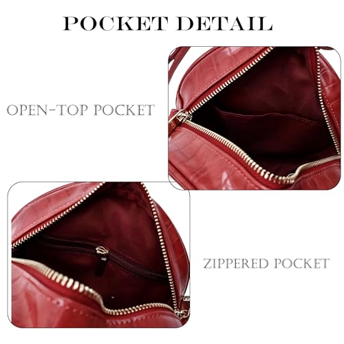 Image of Round Crossbody Bag for Women,PU Leather Shoulder Bag with Metal Chain Strap, Cellphone Purses with Zipper