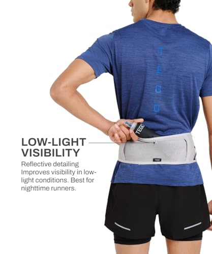Image of TEGO Pacer Running Belt | Bounce-Free Tubular Run Belt with Expandable Pockets | 4-Way Stretch | Jacket /Pole Carry Straps | Reflective Details | Lightweight 62g | Trail & Road Running Waist Pack
