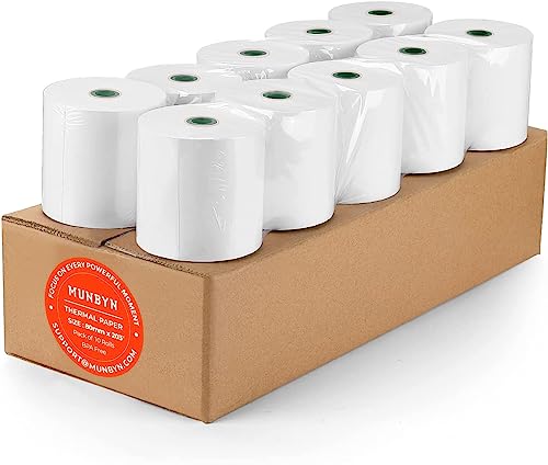 MUNBYN 10 Rollos Papel Térmico 80mm x 50mm   Alta Nitidez, Sin BPA, Compatible Universal para Impresoras Térmicas de Tickets (Supermercados, Restaurantes, POS)