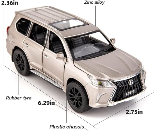 Image of DEOXY 1:32 Lexus Lx570 Die-Cast Metal Car Toy, Alloy Metal Pull Back Car With Openable Doors & Light, Music Boys Gifts Toys For Kids, White