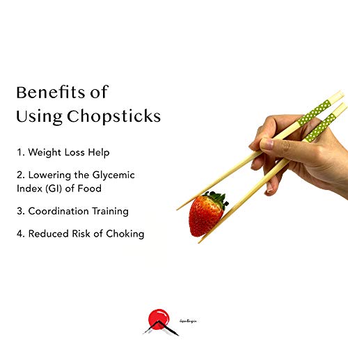 Japanbargain, Bamboo Chopsticks Reusable Japanese Chinese Korean Wood Chop Sticks Hair Sticks 5 Pair Gift Set Dishwasher Safe, 9 Inch (1, Ivory-Dot) #TOP3