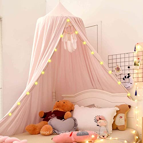 Bed Canopy for Girls, Princess Canopy for Girls Bed, Nursery Crib Canopy for Kids Room Decor, Extra Large Girls Canopy Full Size Play Tent Reading Corner with String Light – Light Pink