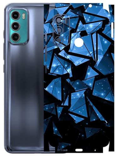 Image of AtOdds - Full Body Back Screen Guard Protector Film - Lamination Wrap Skin Sticker Compatible with Moto G60 | Scratchproof Matte Finish (Blue Crystals)