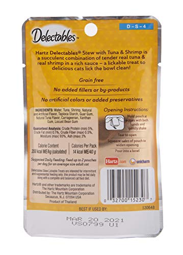 Hartz Delectables Stew Lickable Wet Cat Treats for Adult & Senior Cats, Tuna & Shrimp, 12 Count - Image 3