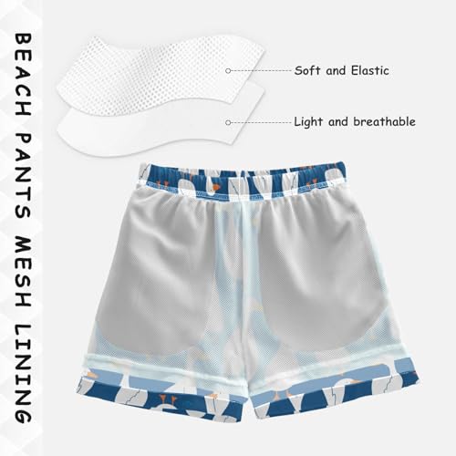 Boys Swim Trunks Quick Dry Goose Beach Board Shorts with Mesh Lining Youth Swimwear 2-12T4
