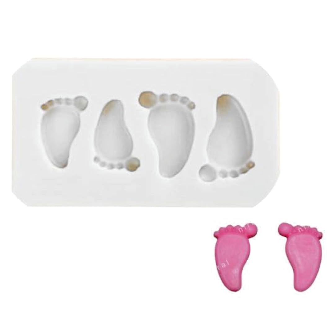 Baby Feet Mould for Candle Making Baby Shower Footprint Silicone Mold Fondant Resin Art Craft Chocolate Cake Topper Gumpaste Cupcake Soap Clay Molds (ASM19-21)-image-16