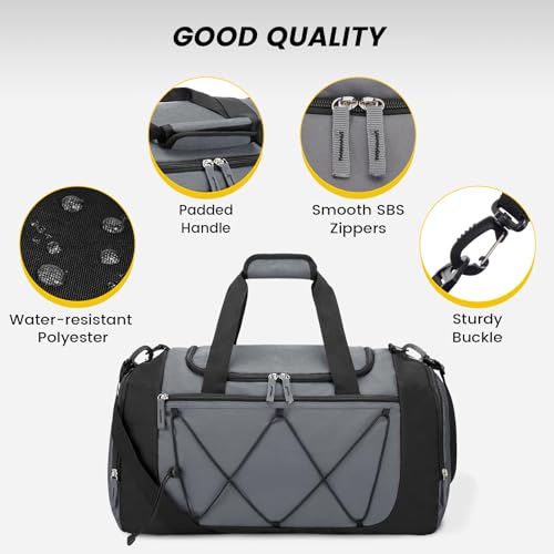 Image of Vorspack Gym Bag for Men - 21 Inches Duffle Bag for Travel Lightweight Duffel Bag with Shoe Compartment Personal Item Travel Bag Weekender Bag for Travel Sports Gym - Grey