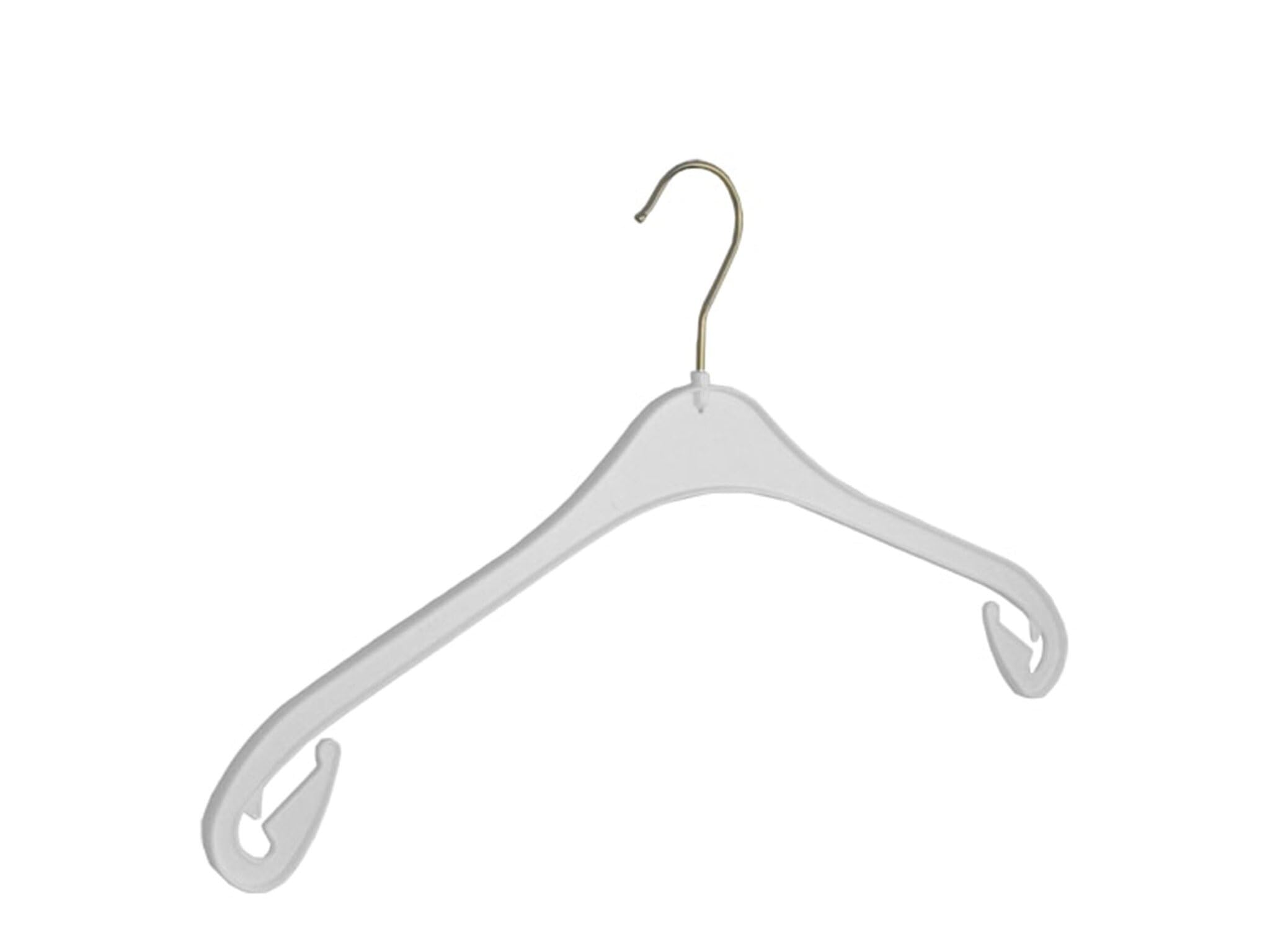 Kleiderbügel, Hemdenbügel, Blusenbügel, 100er Set, Kunststoff, Weiß, Rockkerben, Bluse, Shirt, Hemd, Jacke, Rock, 360° Drehbarer Haken, 43 cm (NA43_01/100)
