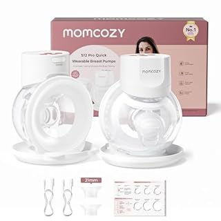 Momcozy Tire Lait S12 Pro Quick, Tire Lait Electrique Main Libre Sans Fil et à Porter, DoubleFit™ Hybrid Flange, 3 Modes & 9 Niveaux, Pompe Portable avec Écran Intelligent,2 Pièces, Blanc