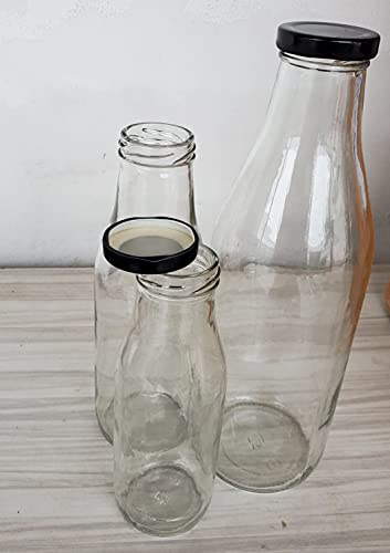Image of Pure Source India Metal Lug Cap Lid for Glass jar and Milk Bottles, Rust Free, Airtight, Food Grade Caps - 12 Pieces, 42 mm, Black