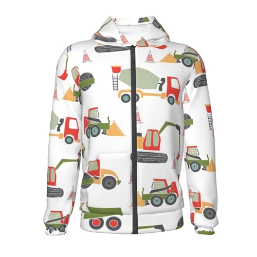 Excavator Kids Pullover Hoodies Boys Zip Up Sweatshirts Girls Athletic Clothes with Pocket2